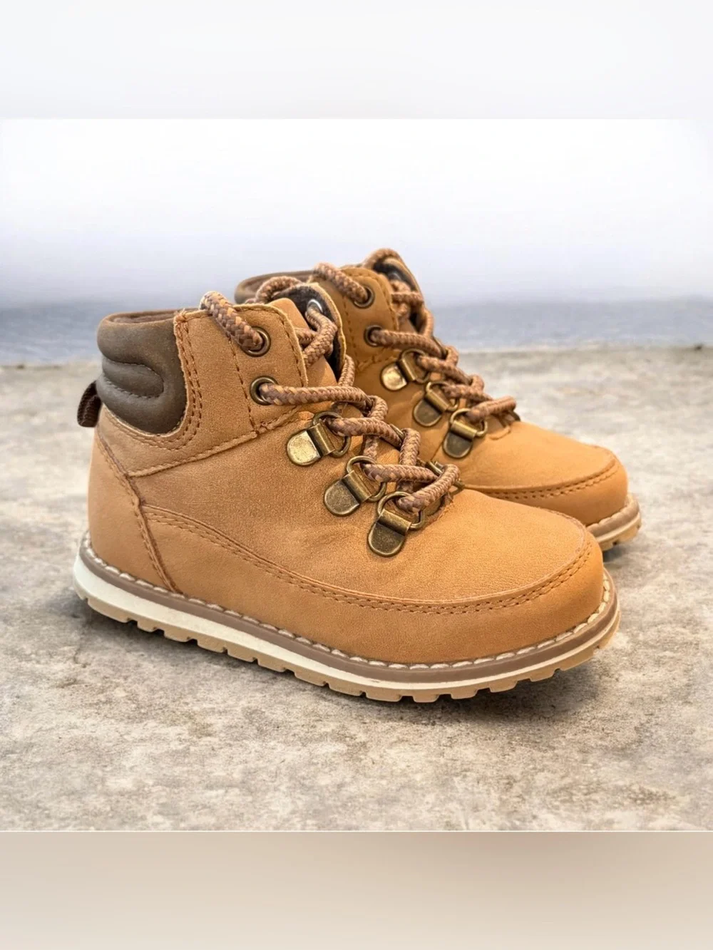 Children’s Place Youth Hiking Boots Tan Brown Zip & Lace Up Size 7